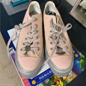 Converse x Miley Cyrus pink and silver platform Chucks